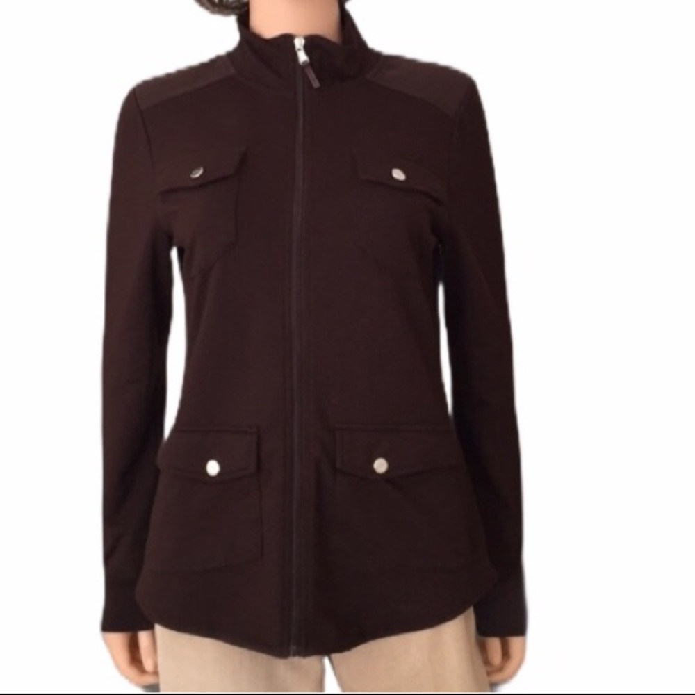 LRL Lauren Ralph Lauren Active Dark Brown Zipper Utility Jacket